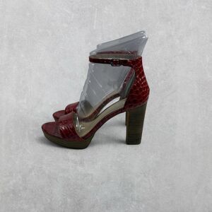 Vince Camuto “Sathina” Red Faux Croc Leather Platform Heels